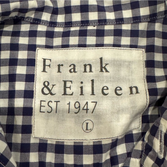 Frank & Eileen Men’s Finbar Blue White Gingham Check Button Down Size Large - Picture 3 of 9